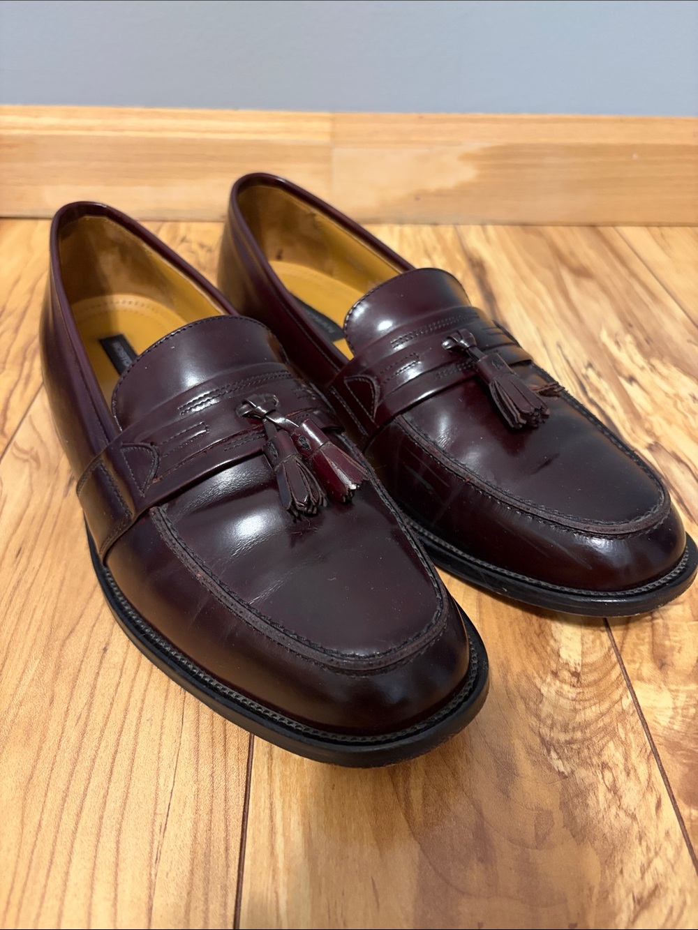 Bostonian Burgundy Leather Tassel Loafer Dress shoe First Flex Sole Men 10.5 EUC